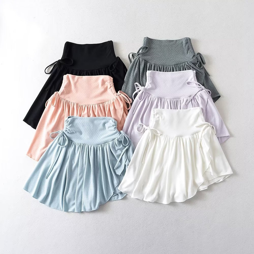 Sweet Bubble Skirt Women's Soft Drawstring Ruffle Anti-exposure