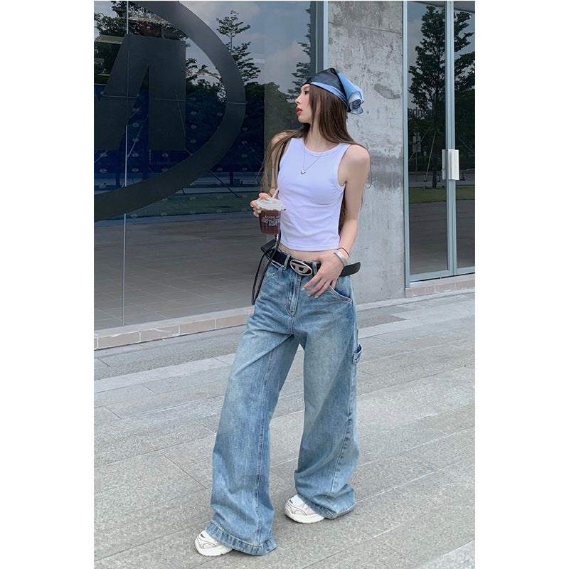 American Workwear Wide Leg Jeans Straight Mop