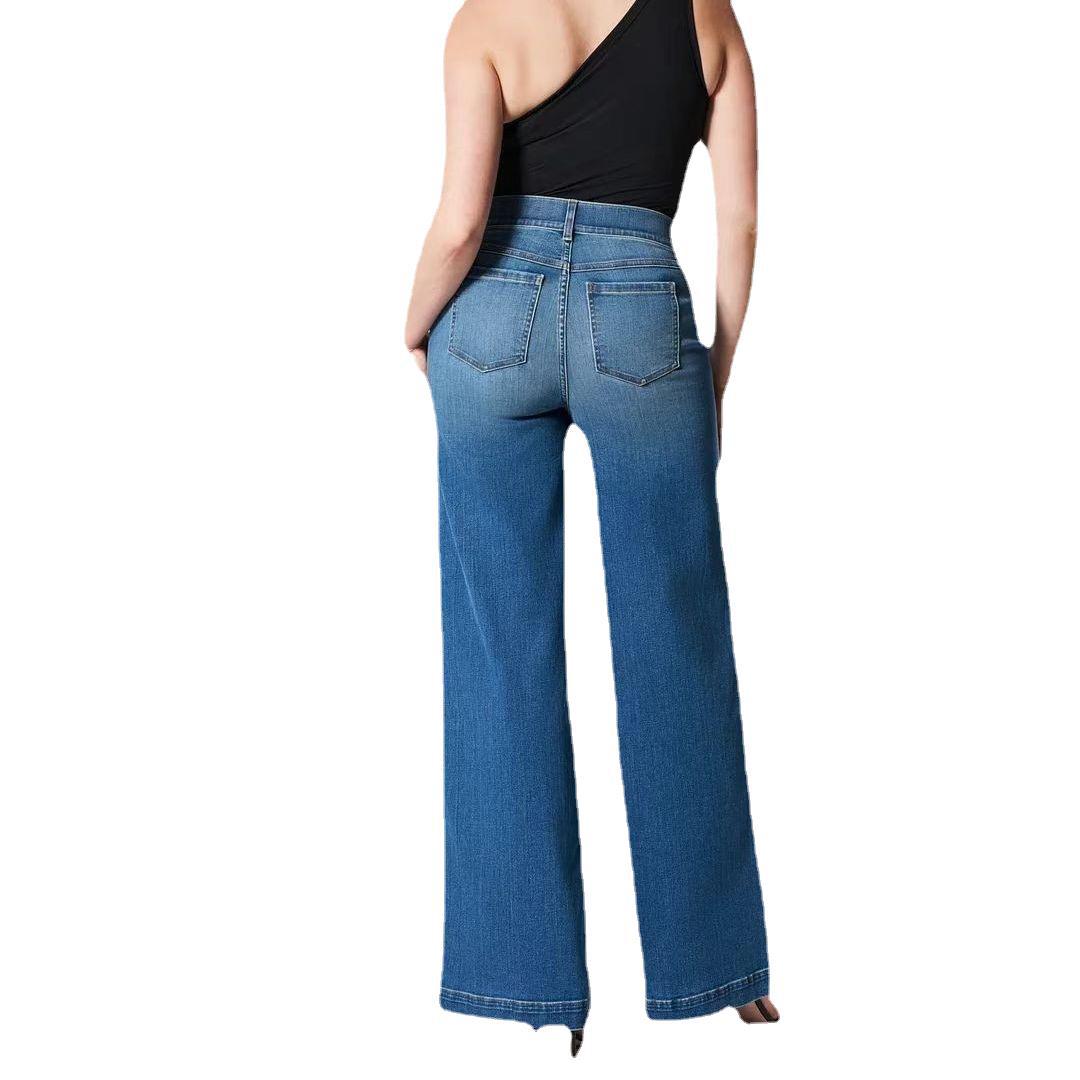 Jean vintage taille haute allongé doublé polaire pour femme