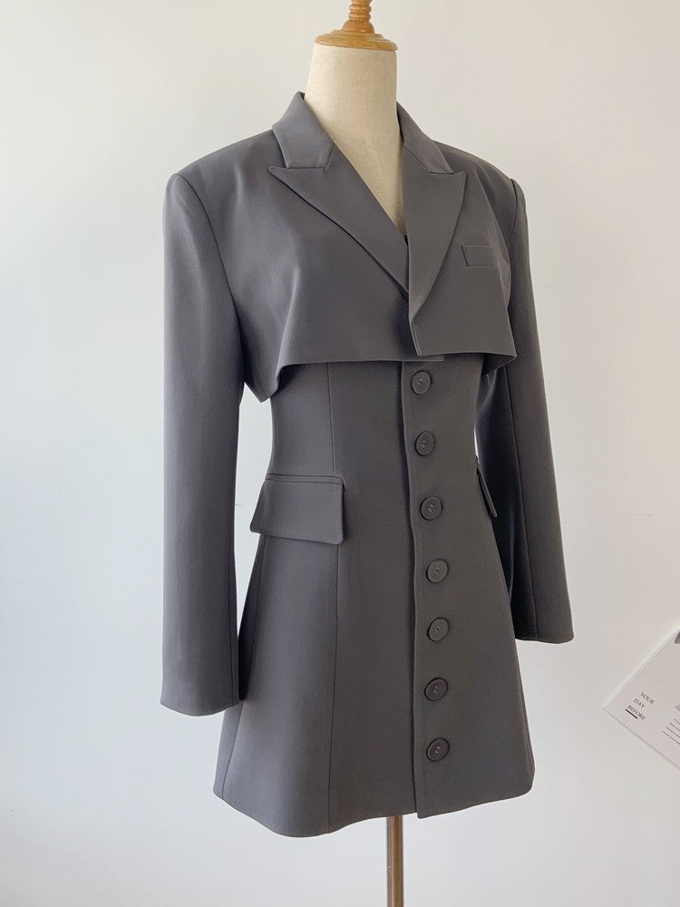 Robe blazer rétro haut de gamme à bretelles, automne et hiver