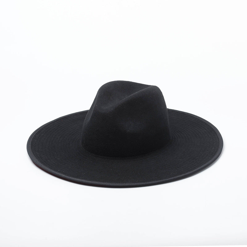 Chapeau en laine double épaisseur color block pour femme avec large bord