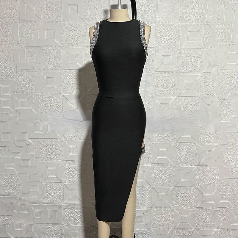 Women's Sleeveless Sexy Diamond Party Dress