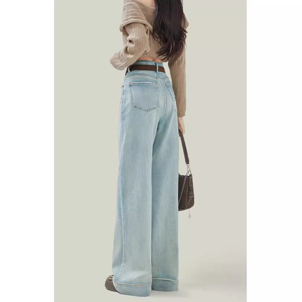 Women's Loose Straight Light Color High Waist Jeans