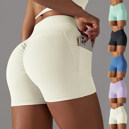 Short de Yoga avec poche pour téléphone, pantalon de sport, Fitness, vêtements pour femmes