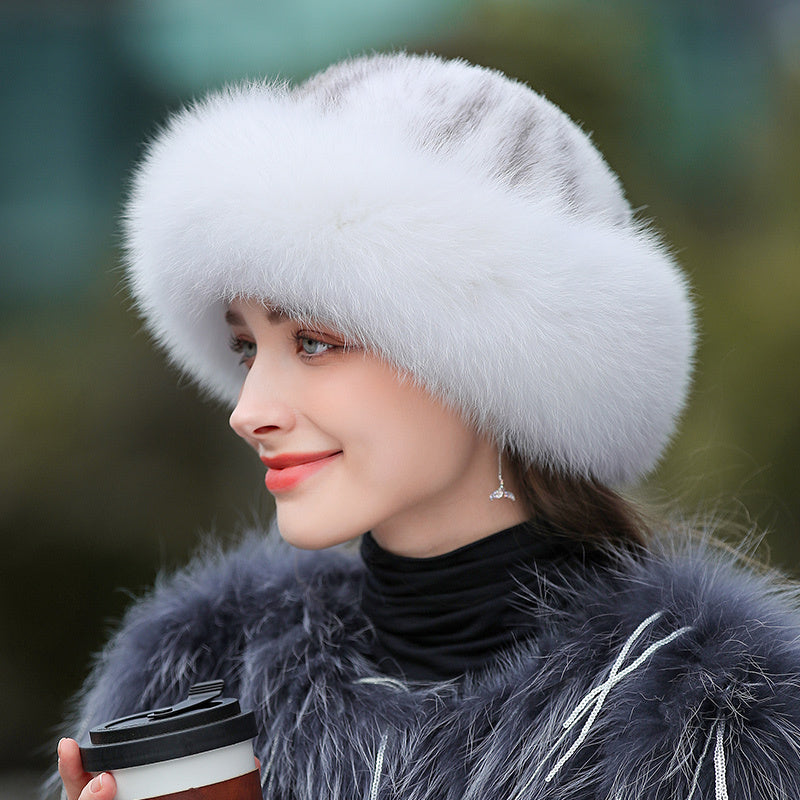 Gorro de piel cálido para mujer al aire libre en invierno