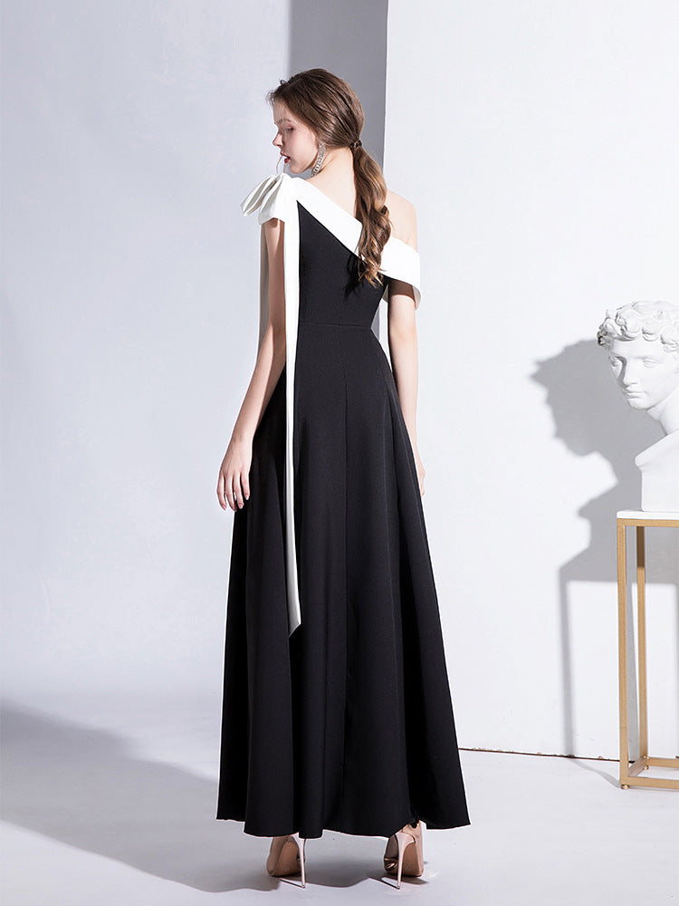 Robe longue à simple épaule pour femmes, tempérament Socialite