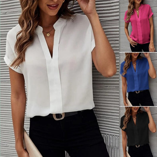 Chemise décontractée à la mode de couleur unie pour femmes