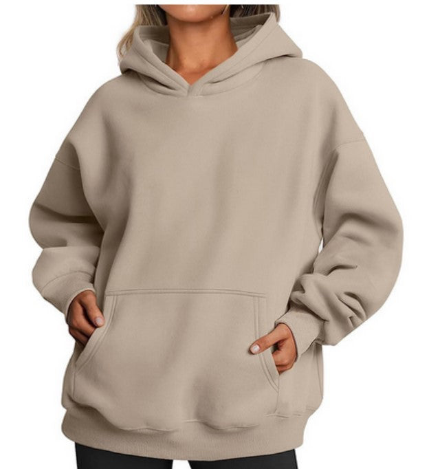 Sudaderas con capucha de gran tamaño para mujer, sudaderas sueltas de lana con bolsillo, sudaderas con capucha de manga larga, suéteres, trajes de invierno y otoño, ropa deportiva