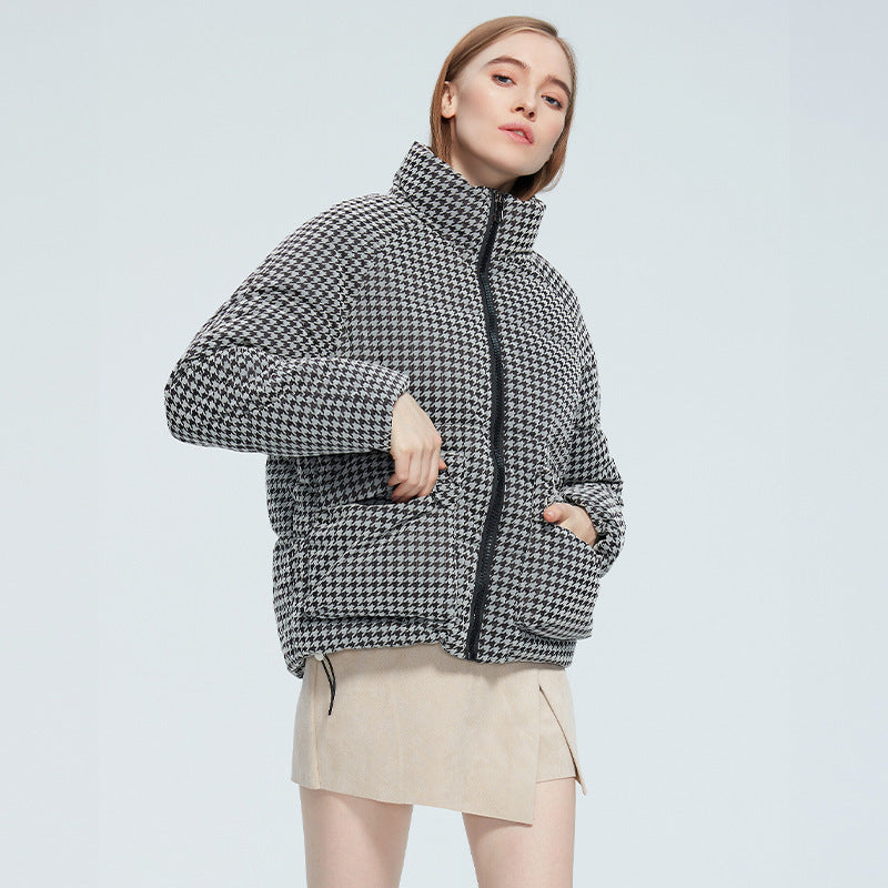 Manteau court en coton à fermeture éclair pour femmes