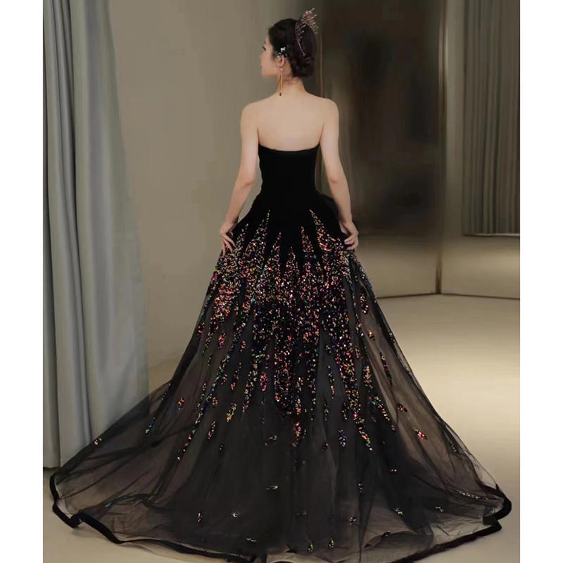 Women's Fashion Temperament Plunge Evening Dress