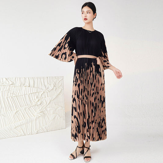 Women's Fashion Leopard Print Pleated Skirt