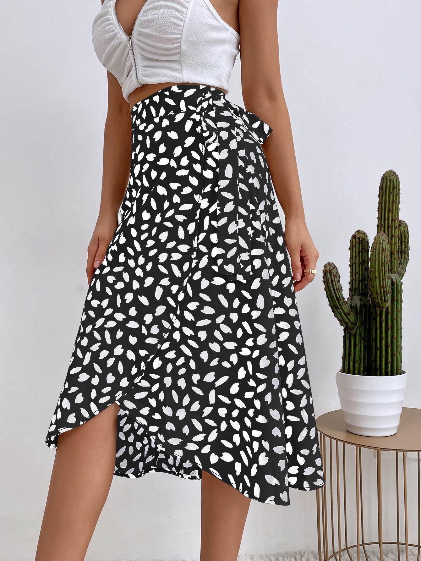 Elegant Polka Dot Print Ladies' Dress