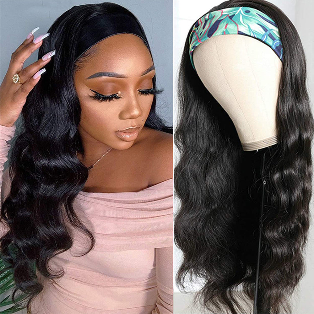 European And American Wig Ice Silk Headband Real Hair Headgear