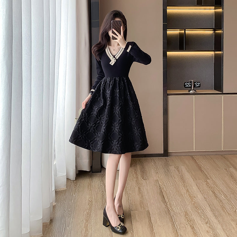 Women's Waist Slimming And Fashionable Stitching Dress