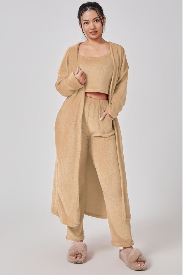 Ensemble pyjama confortable, ensemble lounge 3 pièces, vêtements de détente mignons, ensembles de costumes chauds, ensemble assorti, ensemble lounge, ensembles de pantalons 3 pièces, robe d’hiver pour femmes