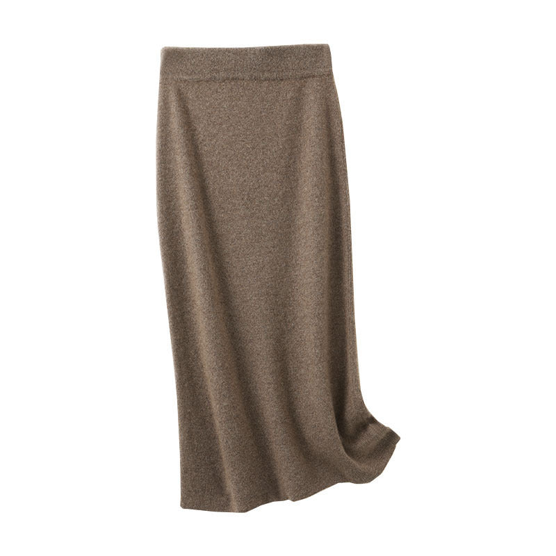 Women's Mid-length High Waist Pure Wool Skirt Hip Skirt