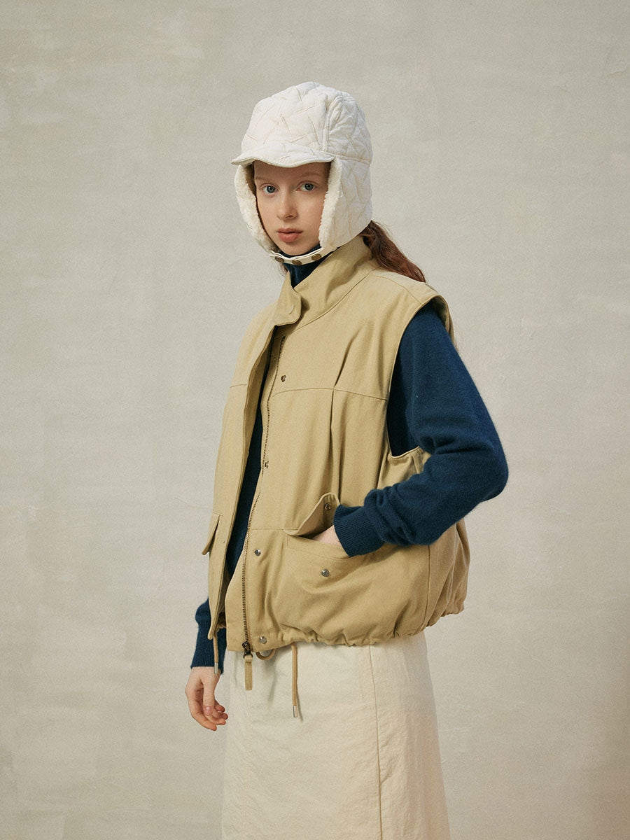 Chaleco de otoño e invierno con bolsillo sin mangas para mujer