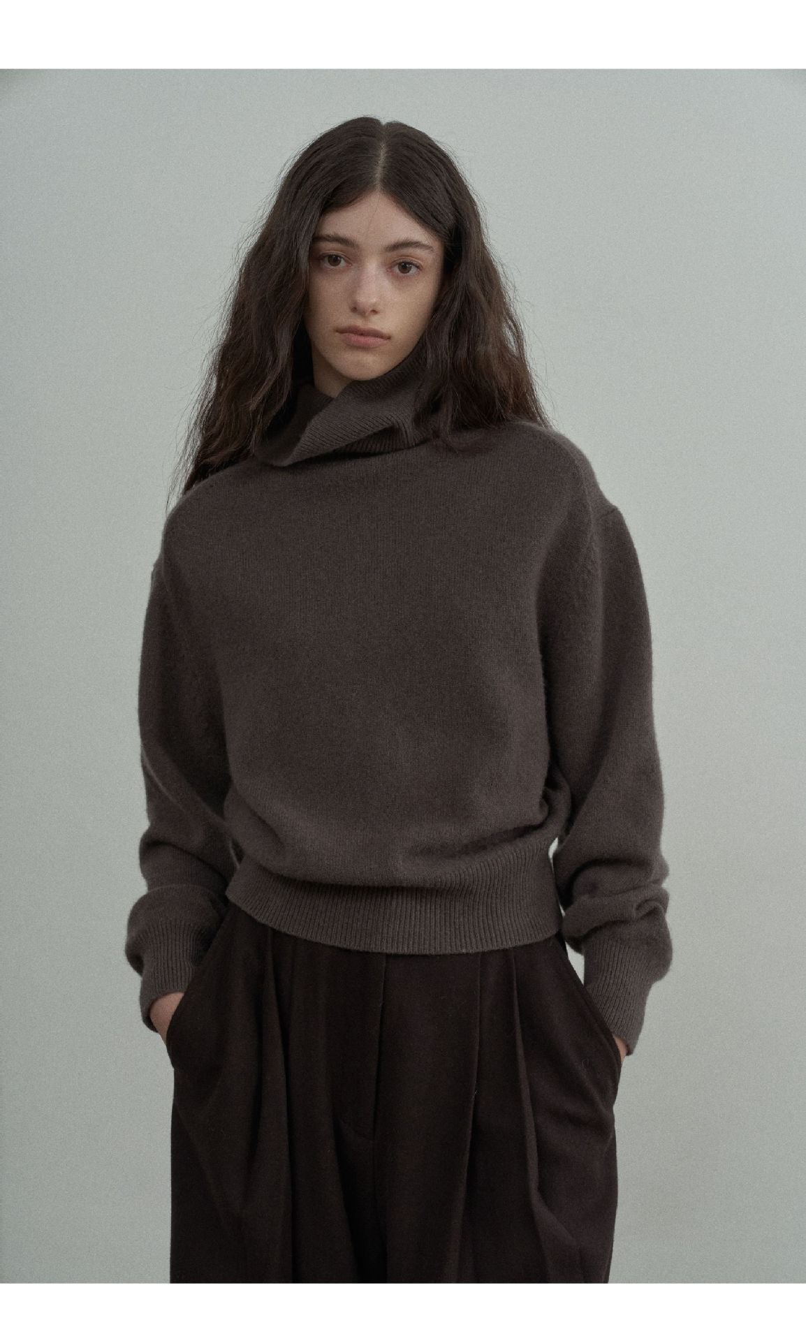 Full Wool Soft Glutinous Warm Turn Turtleneck Pullover