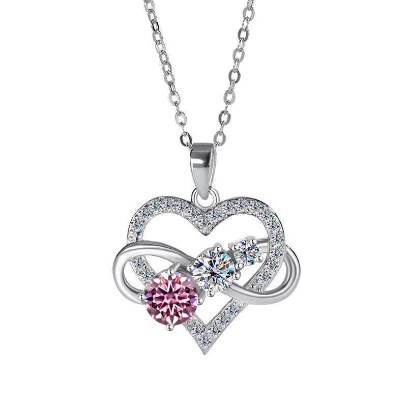 Collier d'amour Moissanite en argent 925 pour femmes