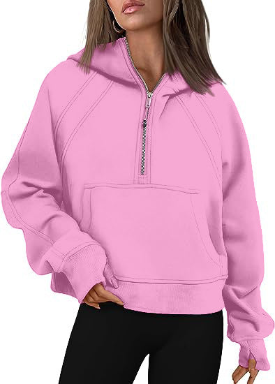 Sudaderas con cremallera y bolsillo para mujer, Tops deportivos holgados, suéteres de manga larga, trajes de invierno y otoño, ropa para mujer