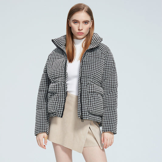 Manteau court en coton à fermeture éclair pour femmes