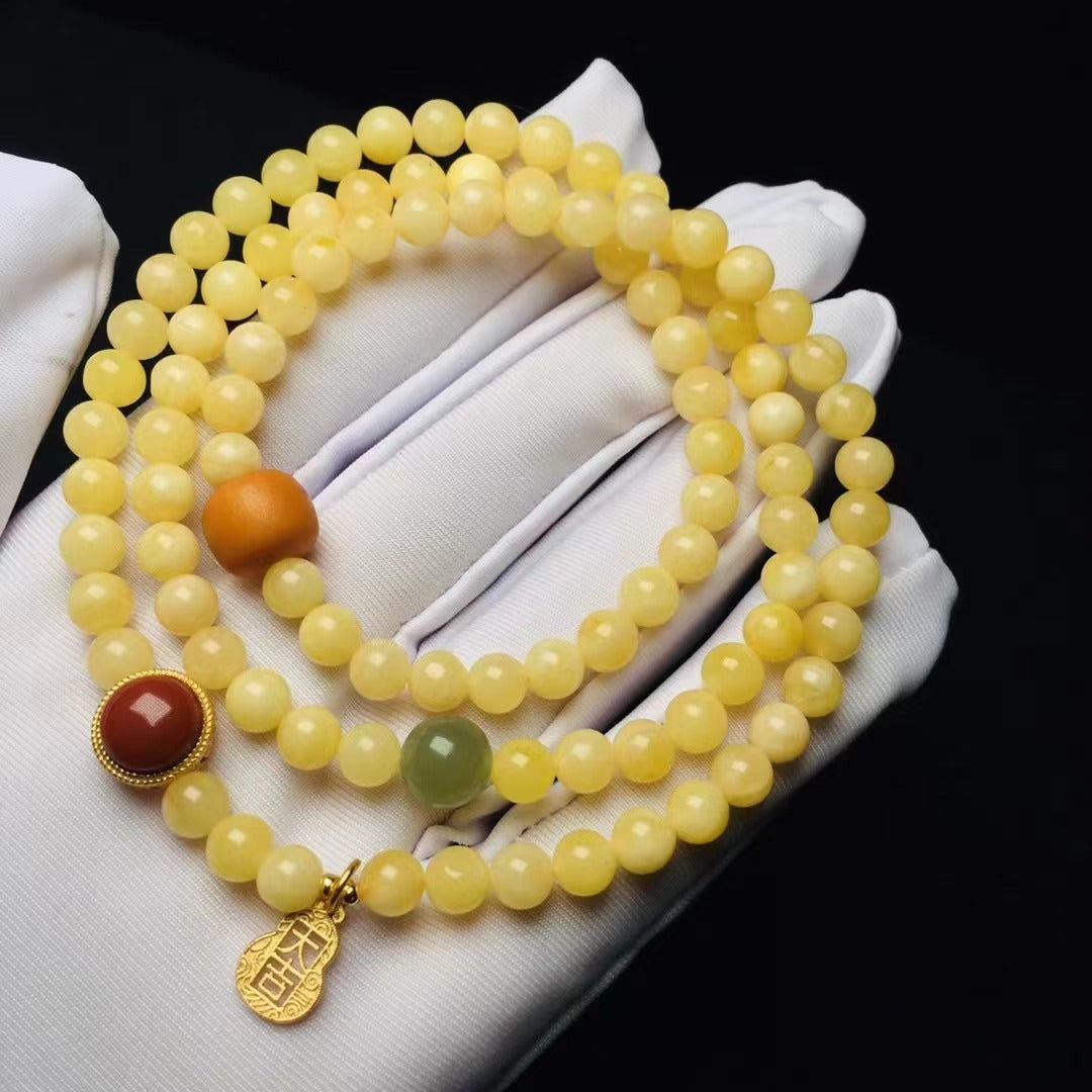 Pulsera multicírculo de cera de abejas natural de mujer