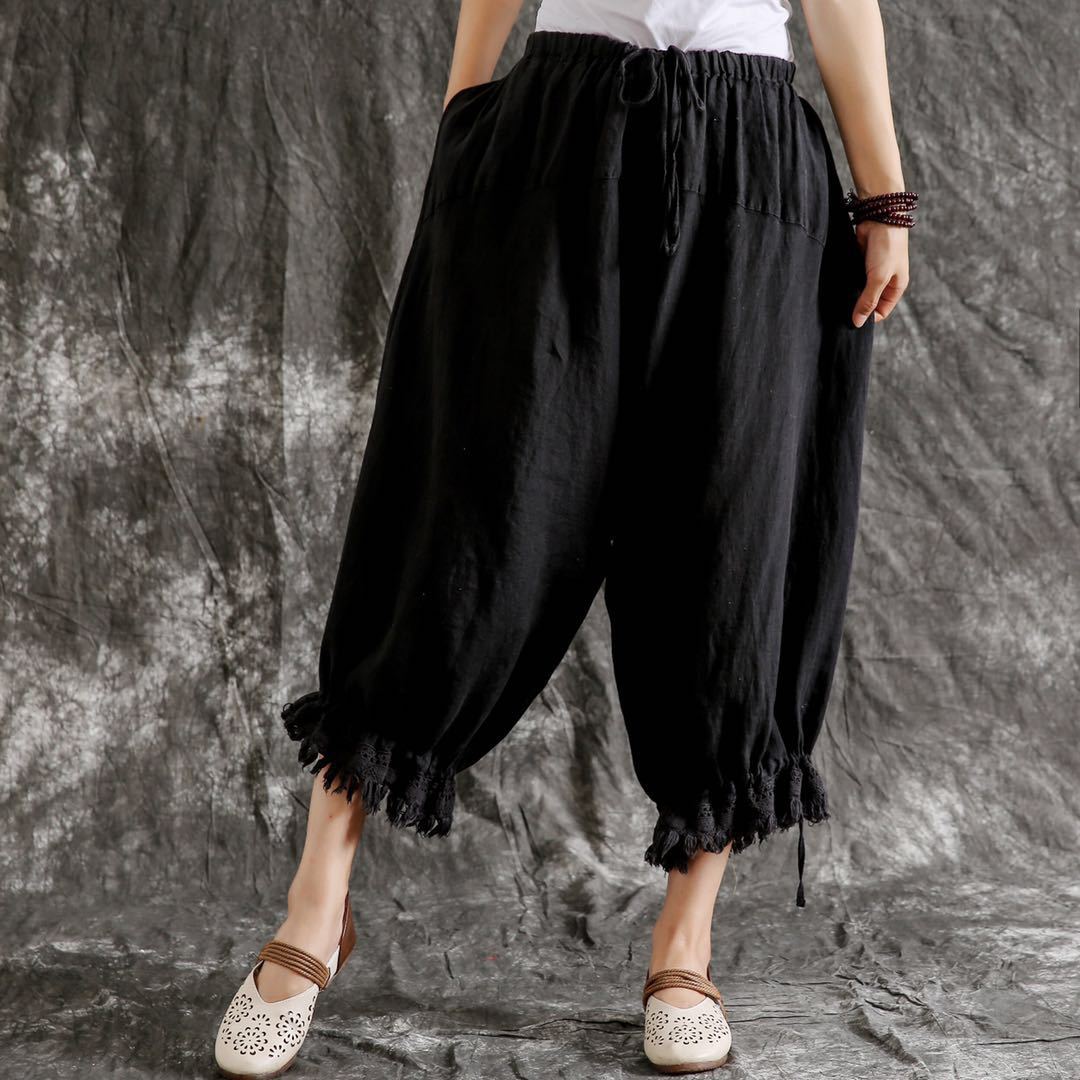 Women's Cotton And Linen Casual Pants Loose Versatile Summer Thin Lantern Trousers