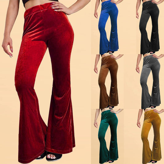 Pantalones acampanados de terciopelo Casual Mujer