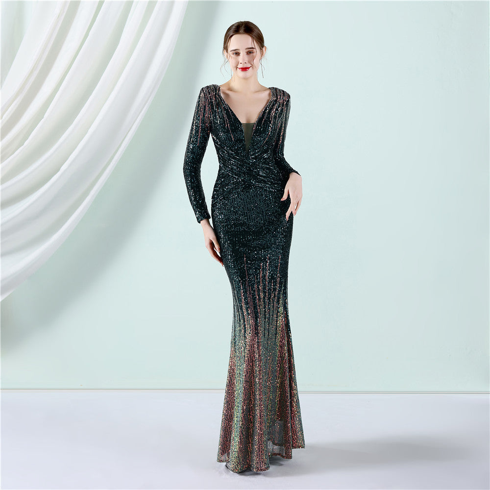 Robe longue à paillettes à la mode, vêtements Toast