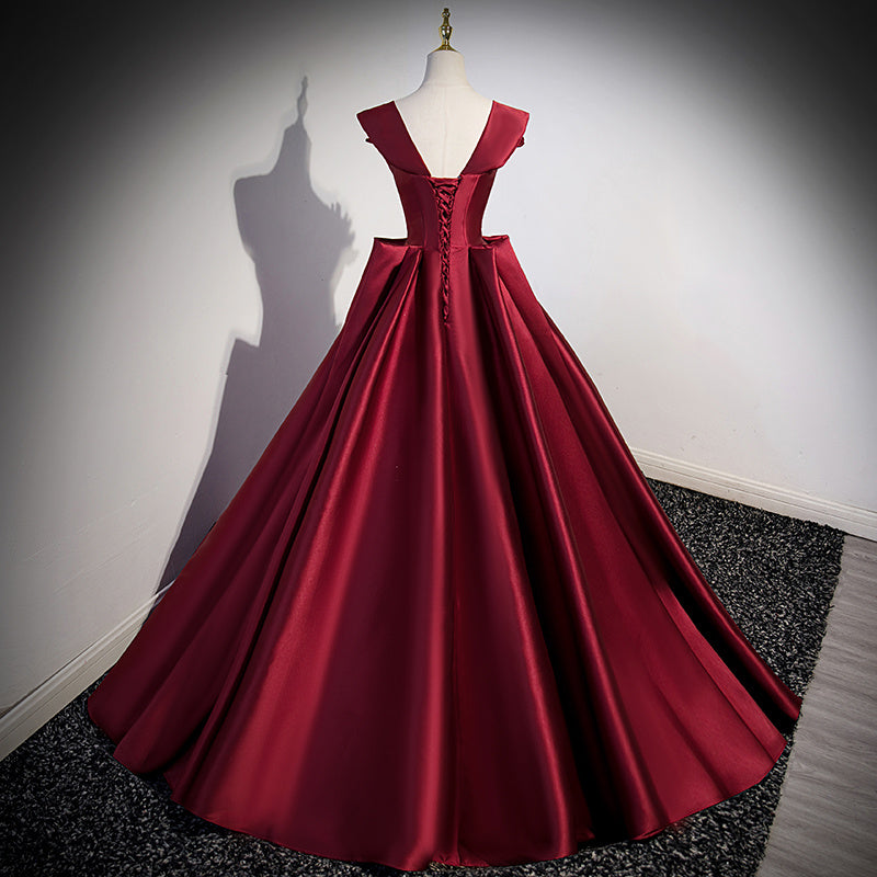 Robe rouge d'hôte de mariée pour femmes, robe de mariée en Satin