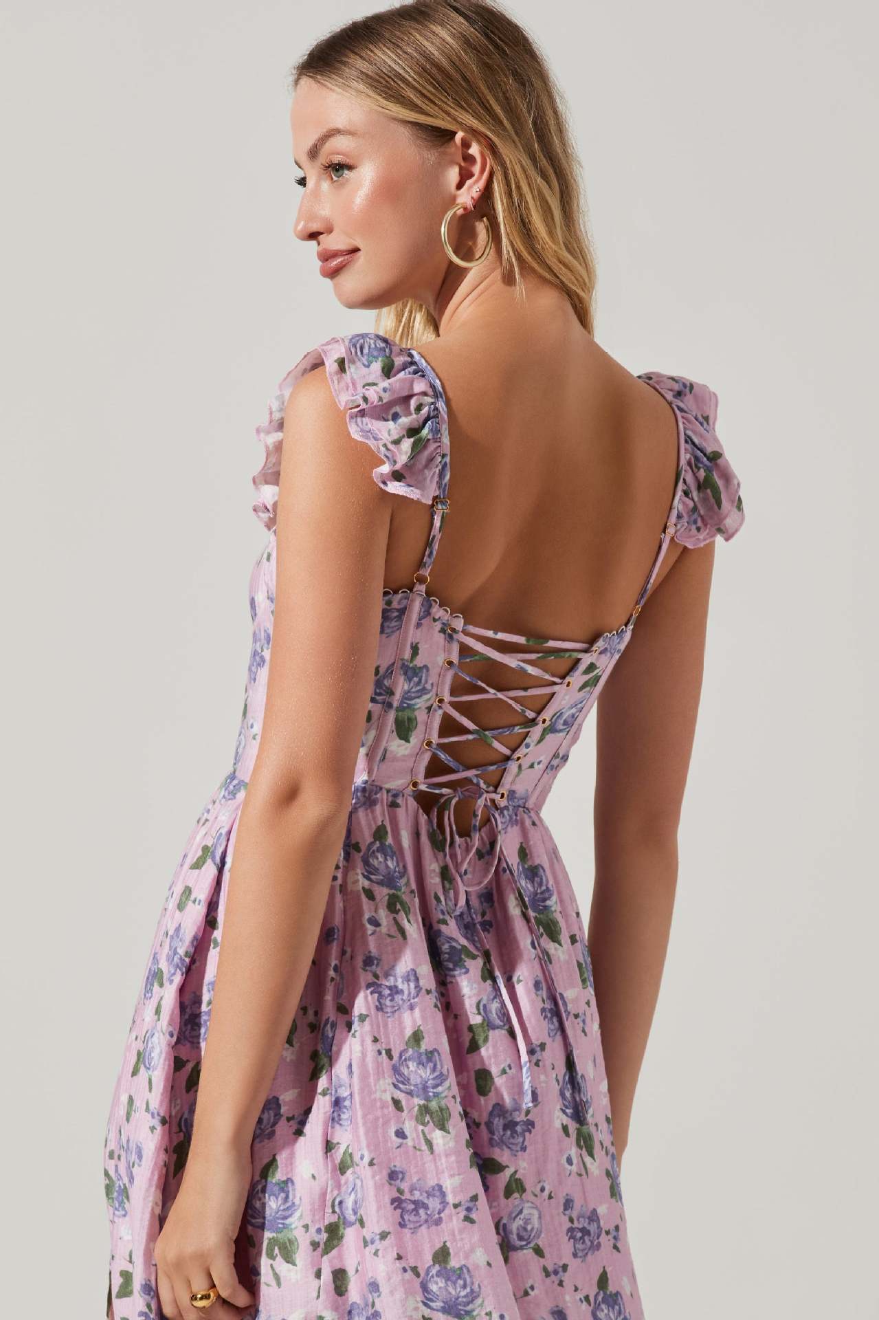 Robe longue amincissante à col carré pour femmes, imprimé Floral, fente latérale