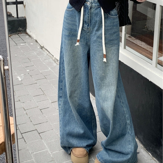 Women's Vintage Blue Drawstring Jeans