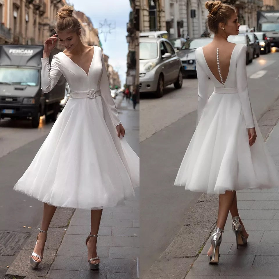 Vestido de novia corto para mujer, vestido de noche