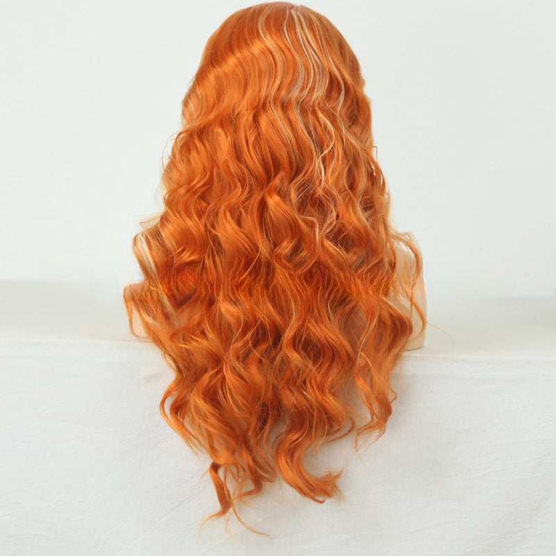 Front Lace Matte Chemical Fiber Wig European And American Fashion Mixed Color Ear Hanging Women's Mid-length Curly Hair