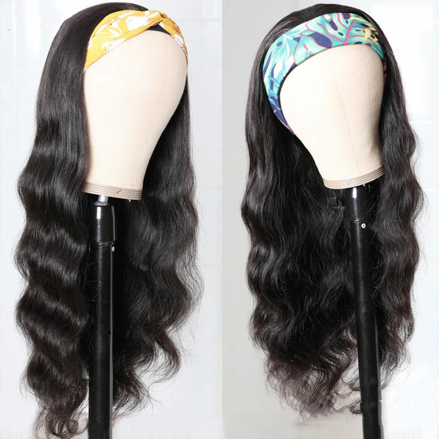 European And American Wig Ice Silk Headband Real Hair Headgear