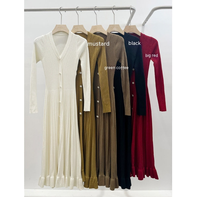 Fashionable Knitted Dress Female Overknee Long Slimming Sweater Dress