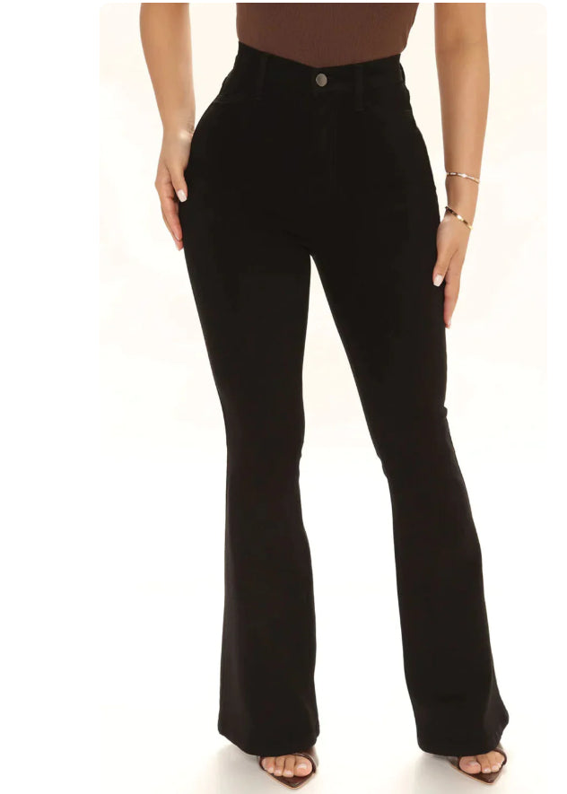 Pantalon extensible décontracté taille haute pour femme