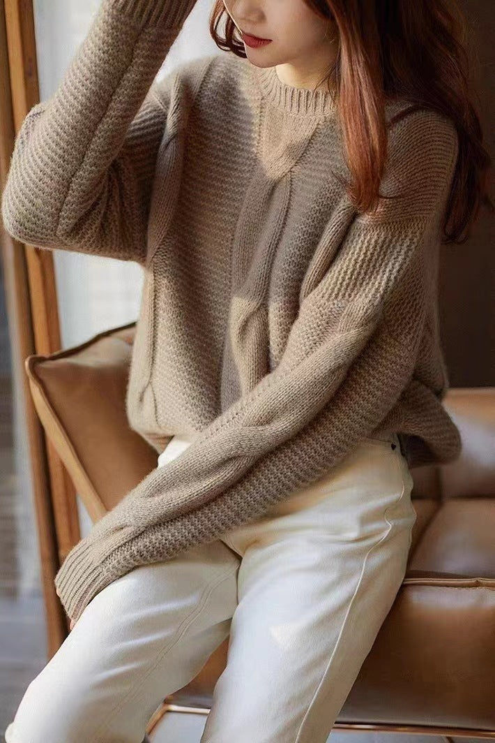 Women's Woolen Sweater Autumn And Winter Heavy Industry Idle Style Loose Thick Sweater