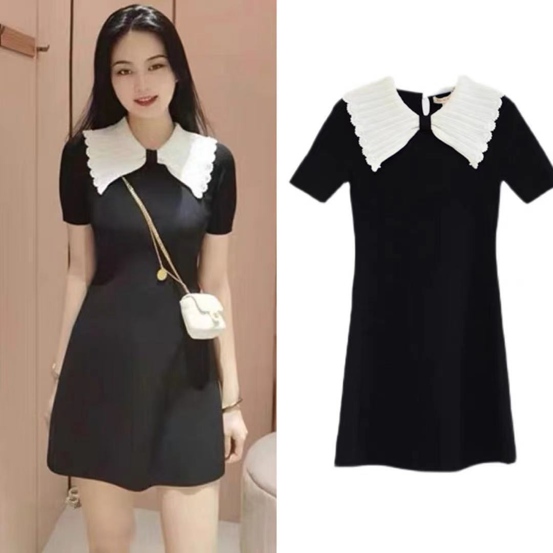 Summer New Women's Elegant Lapel Slim Knit Dress