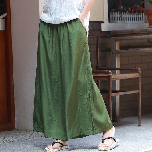 Artistic Vintage Women's Clothing Loose Thin Cuprammonuium Silk Wide Leg Pants