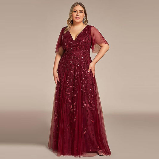 Robe queue de poisson en filet à paillettes pour demoiselle d'honneur, grande taille, pour femmes