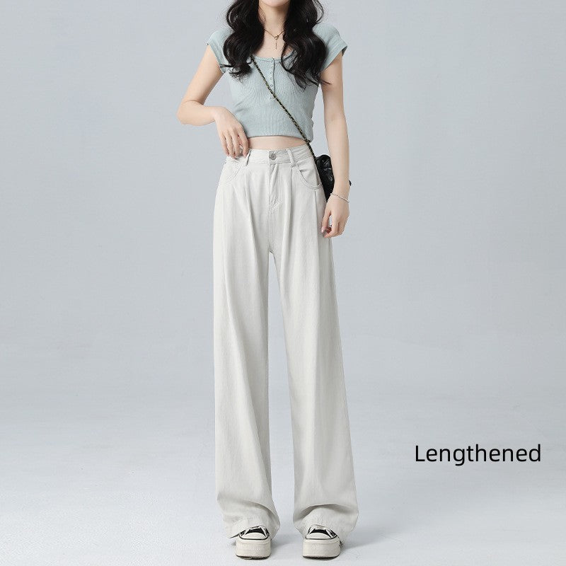 Women's Wide-leg Jeans Loose Thin Straight Pants