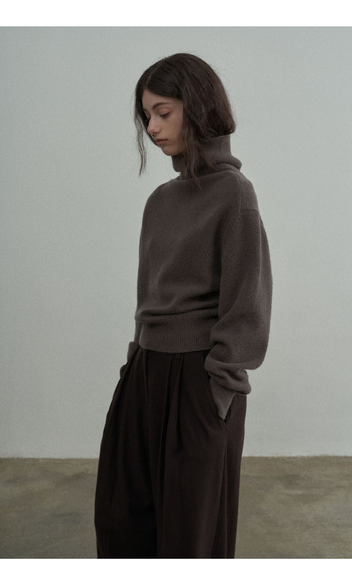 Full Wool Soft Glutinous Warm Turn Turtleneck Pullover