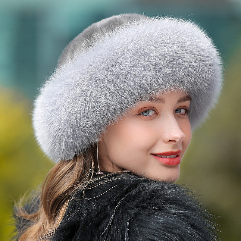 Gorro de piel cálido para mujer al aire libre en invierno