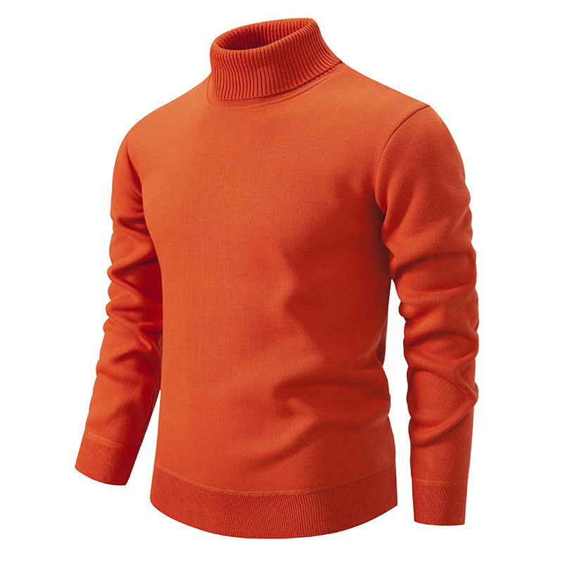 Pull épais en velours pour hommes, tricot à col roulé, automne et hiver