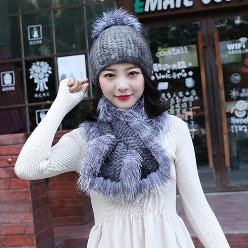 Women's Warmth Fashion Mink Hat Scarf Thickening