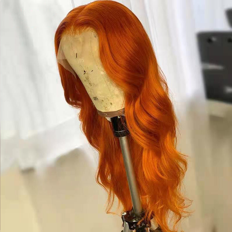 Perruque Orange foncé européenne et américaine, ensemble de cheveux lisses