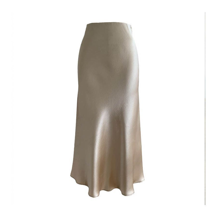 Women's Triacetate Satin Casual Elastic Waist Skirt