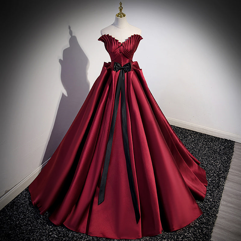 Robe rouge d'hôte de mariée pour femmes, robe de mariée en Satin