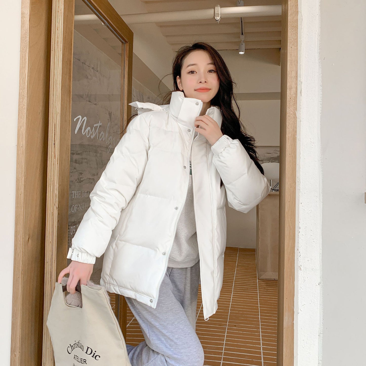 Chaqueta térmica gruesa de invierno corta para mujer